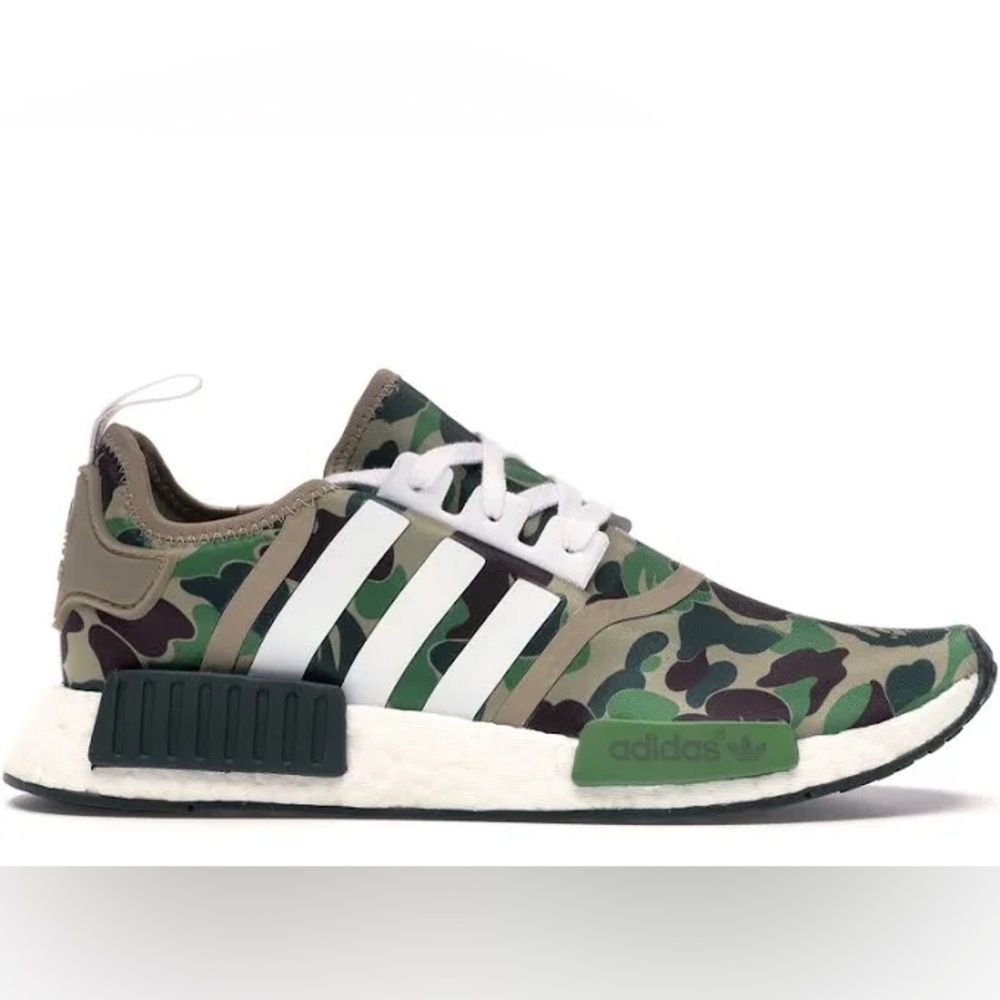 Adidas x BAPE NMD R1 Olive Camo, Sz 11